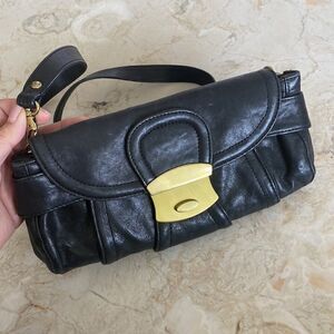 Kooba Leather Convertible Baguette Clutch Shoulder Bag
